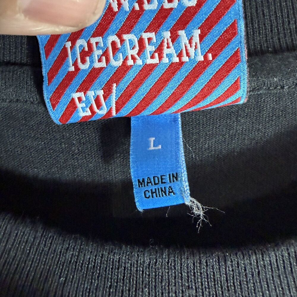 Ice Cream Running Dog Tee Mens L Black Neon Green Pink Streetwear Pharrell BBC - Picture 4 of 6